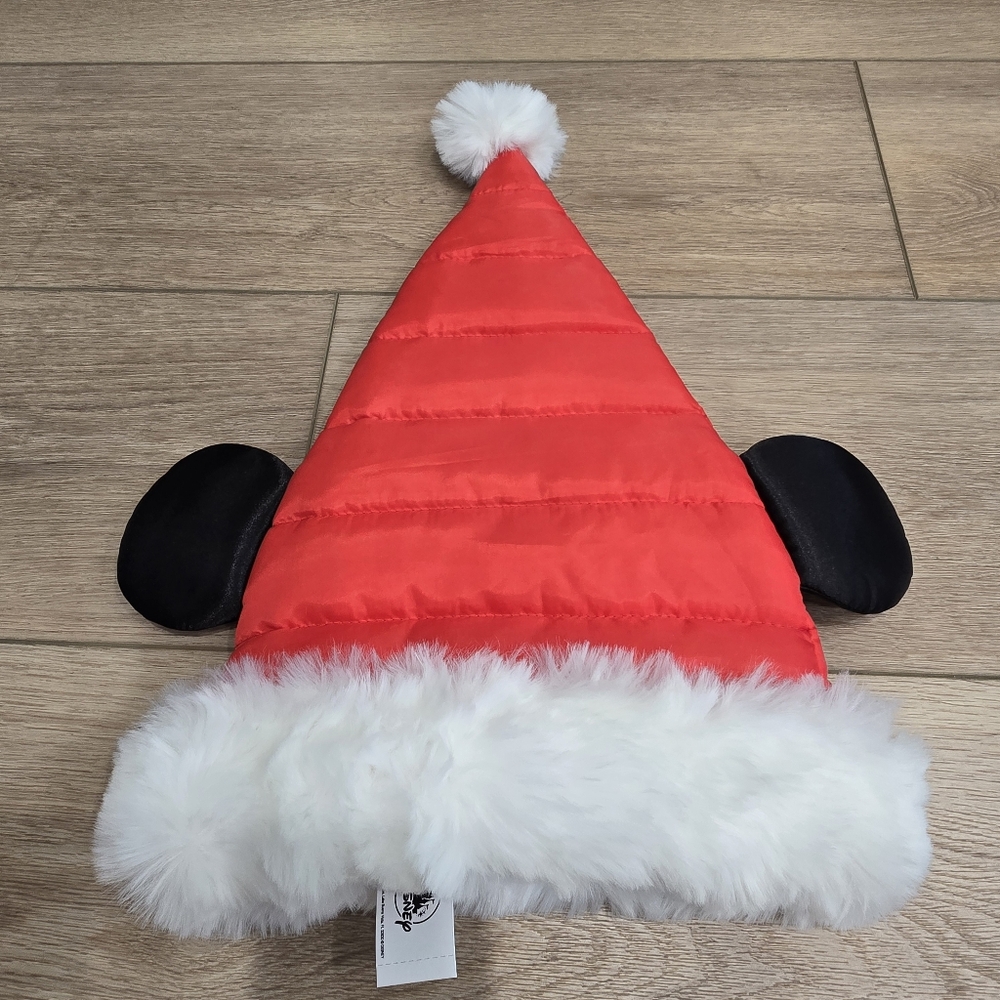 Disney Parks Christmas Holiday Red Quilted Santa Mickey Ears Hat NEW
